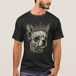 Black and White Chihuahua Dog on Crown Chihuahua T-Shirt