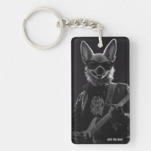 Black and White Chihuahua Guitar Virtuoso Keychain