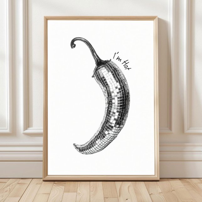 Black and White Chilli Poster, Disco Ball Chilli  Poster (Creator Uploaded)