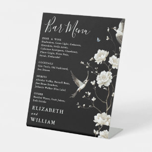 Black And White Chinoiserie Bar Menu Wedding Pedestal Sign