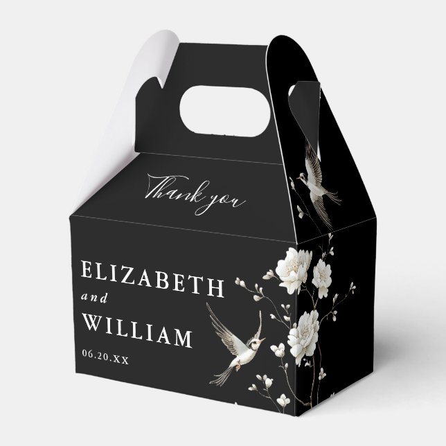 Black And White Chinoiserie Wedding Thank You Favour Box (Front Side)