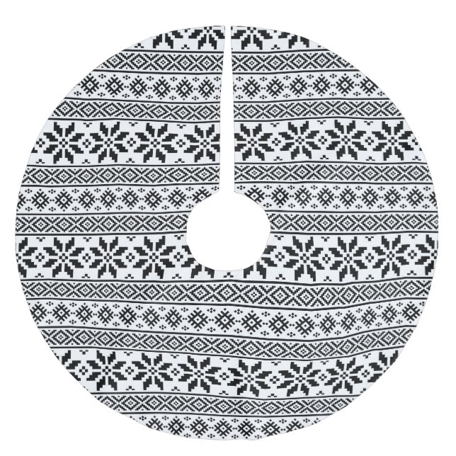 Black and white christmas brushed polyester tree skirt (Front)