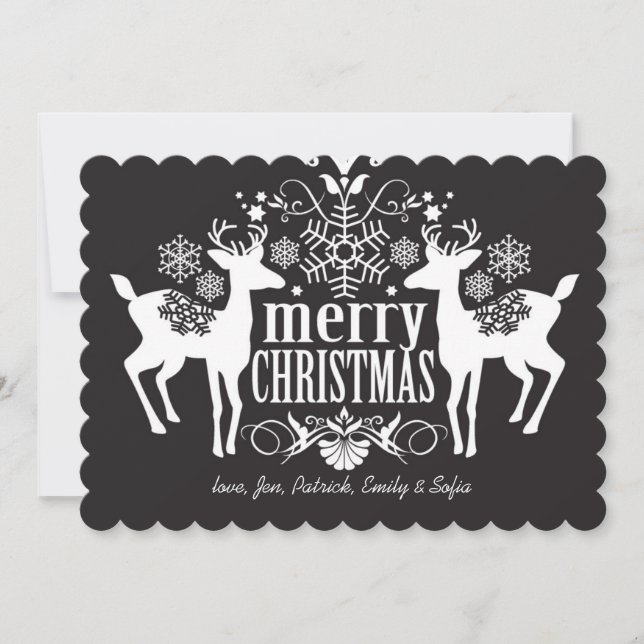 Black and white Christmas design Holiday Card (Front)