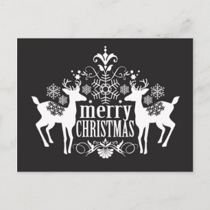 Black and white Christmas design Holiday Postcard
