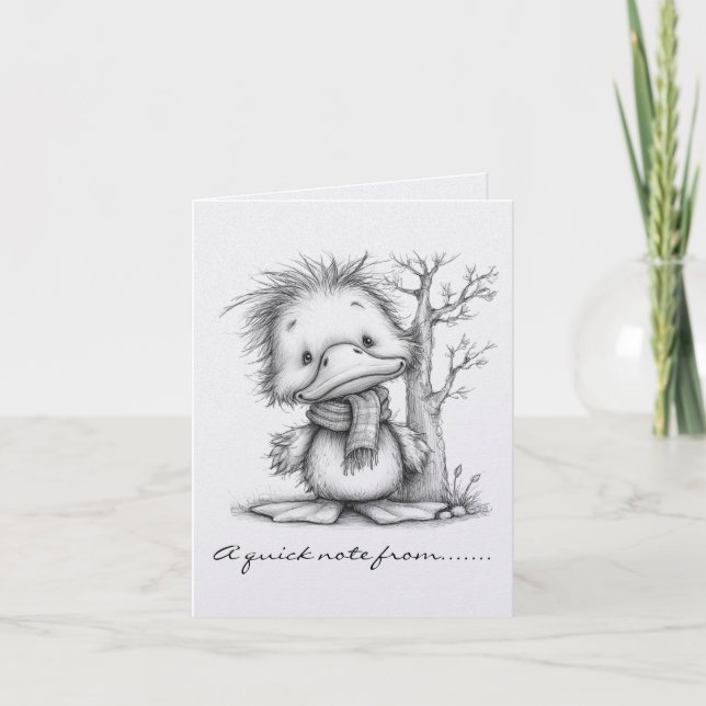 Black and White Christmas Duck Note Card (Front)