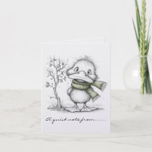 Black and White Christmas Duck Note Card