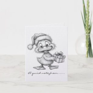 Black and White Christmas Duck Note Card