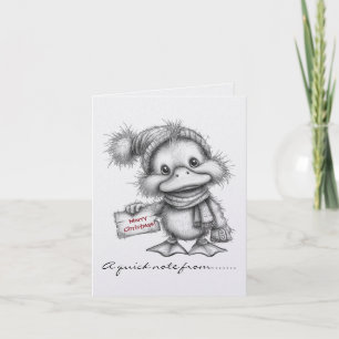 Black and White Christmas Duck Note Card