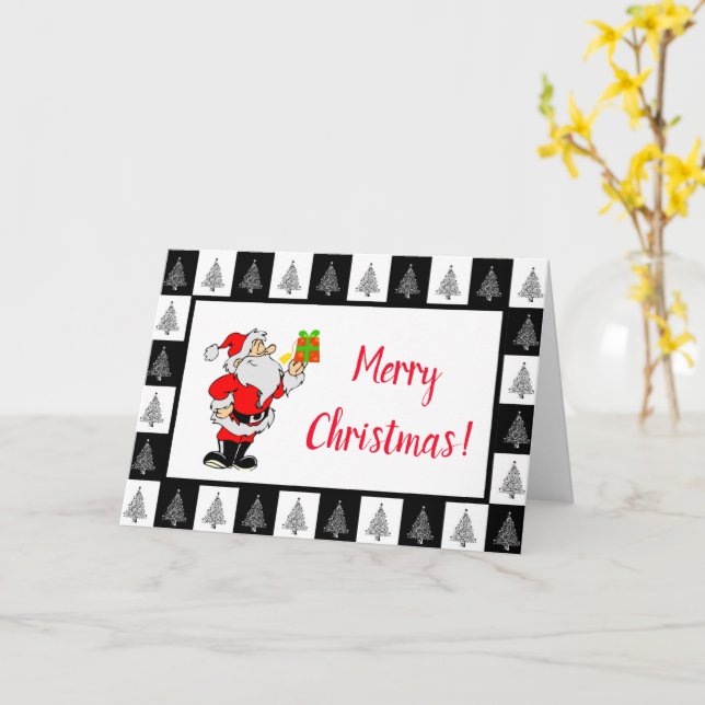 Black and White, Christmas Folded Greeting Card (Yellow Flower)