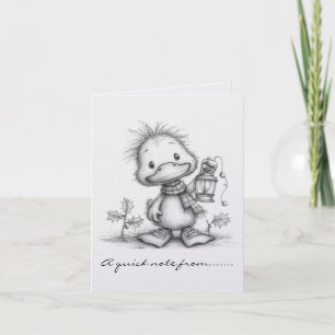 Black and White Christmas Goose Note Card