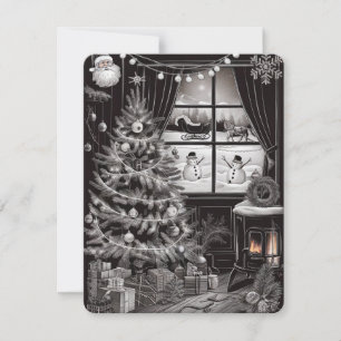 Black and White Christmas Holiday Card