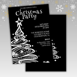 Black and White Christmas Party Invitation