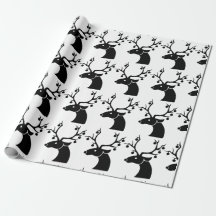 Black and White Christmas Reindeer w/Ornaments