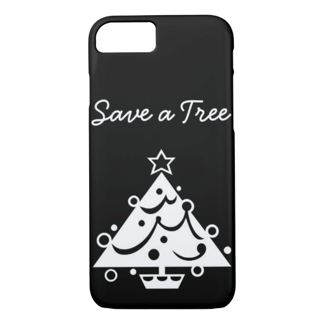 Black and White Christmas Save The Tree Case-Mate iPhone Case (Back)
