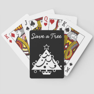 Black and White Christmas Save The Tree Playing Cards