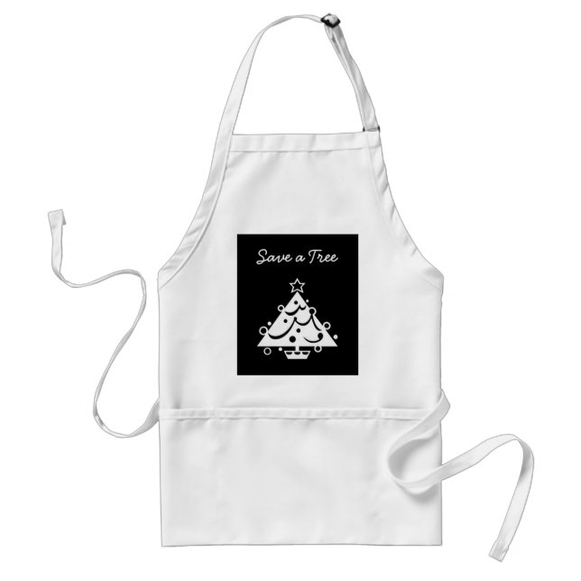 Black and White Christmas Save The Tree Standard Apron (Front)