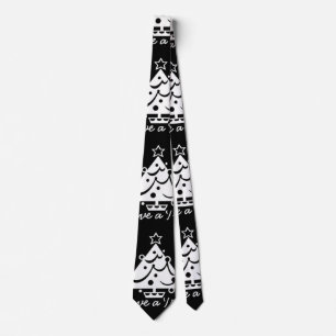 Black and White Christmas Save The Tree Tie