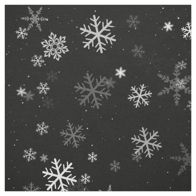 Black and White Christmas Snowflake Pattern Fabric (Swatch)