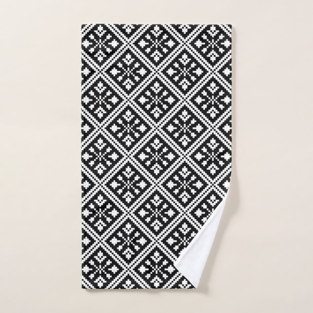 Black and White Christmas Snowflakes Pattern Hand Towel (Hand Towel)