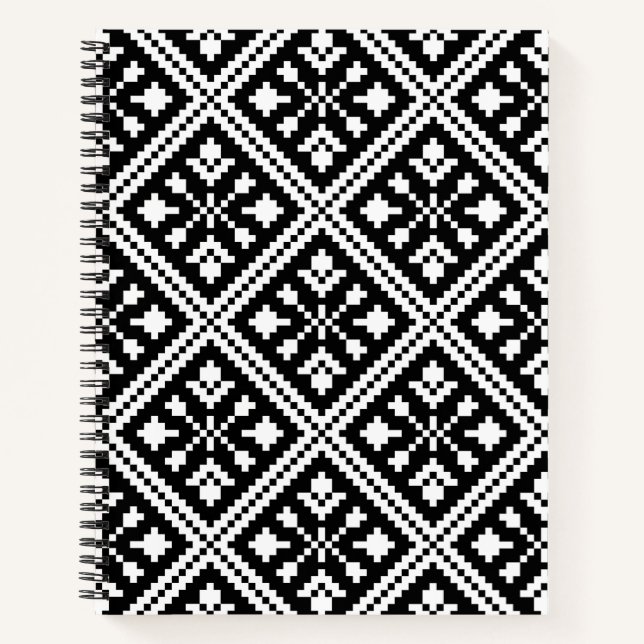 Black and White Christmas Snowflakes Pattern Notebook (Front)