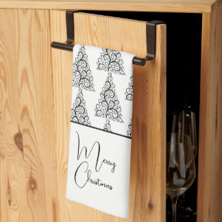 Black and White Christmas Tea Towel