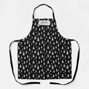 Black and White Christmas Tree  Apron