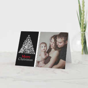 Black and White Christmas Tree Holiday Card