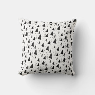 Black and White Christmas Tree Pattern Cushion