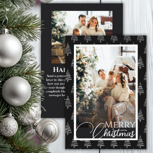 Black And White Christmas Tree Pattern Photo Holiday Card