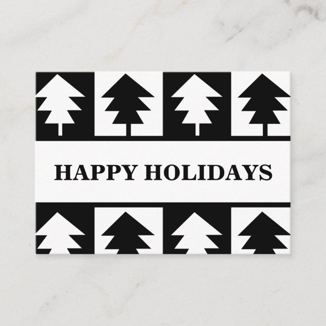 Black and White Christmas Tree Professional Business Card (Front)