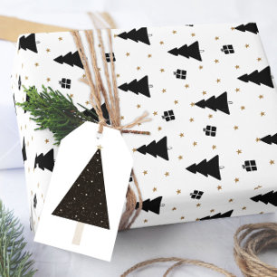 Black and White Christmas Tree Wrapping Paper
