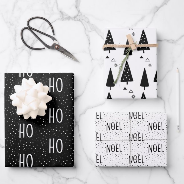 Black and White Christmas Wrapping Paper (Front)