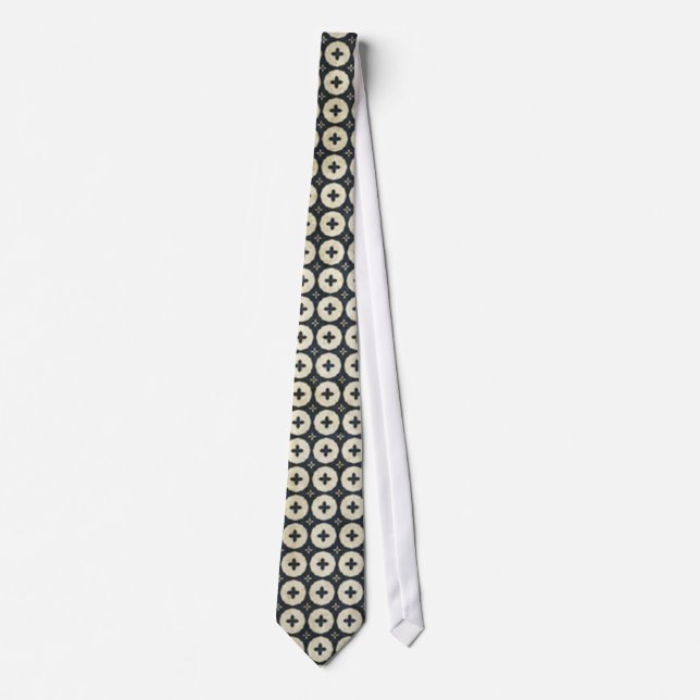 Black and White Circle Cross Pattern Tie (Front)