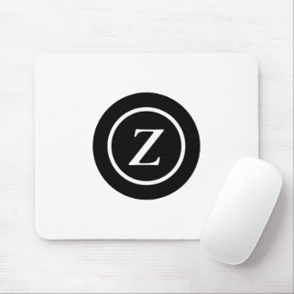 Black and white circle custom initial mouse pad