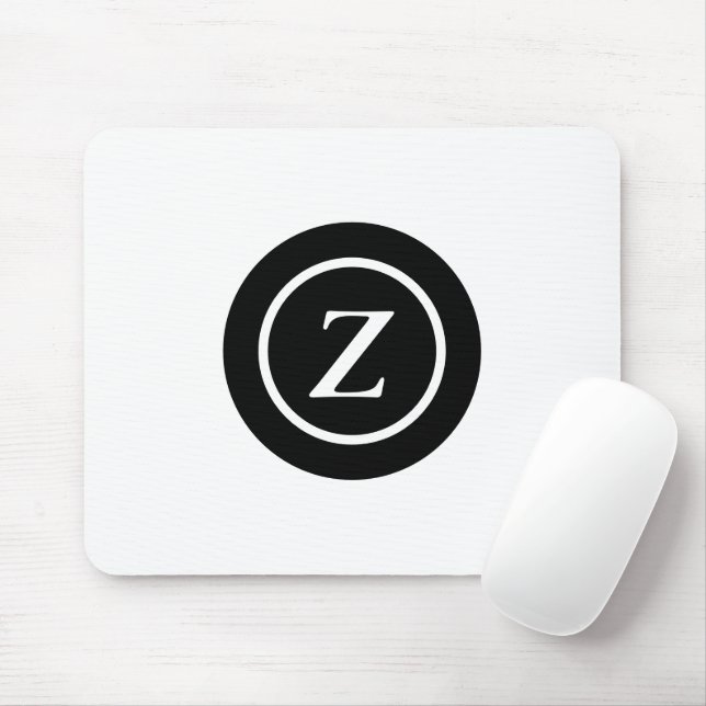 Black and white circle custom initial mouse pad (With Mouse)