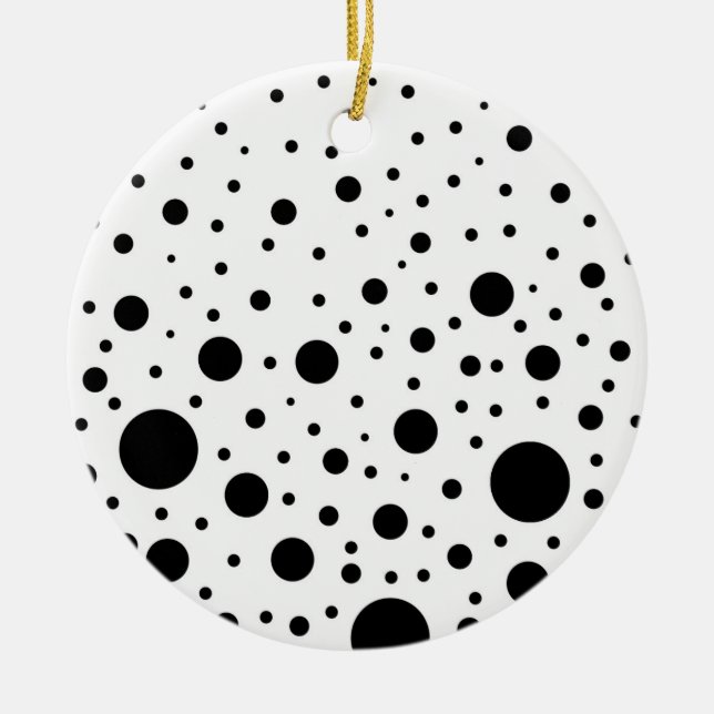 Black and White Circle Design Ceramic Tree Decoration (Front)
