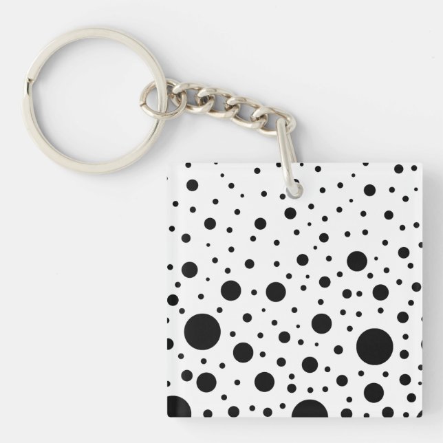 Black and White Circle Design Key Ring (Front)