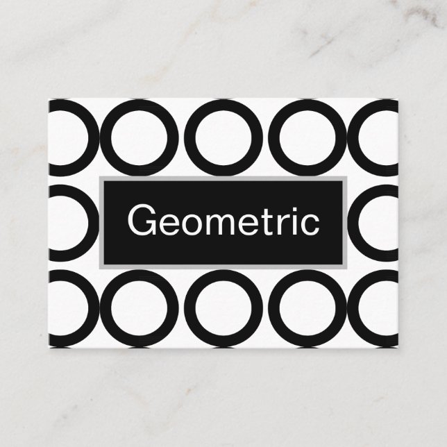 Black and White Circle Geometric  Business Card (Front)