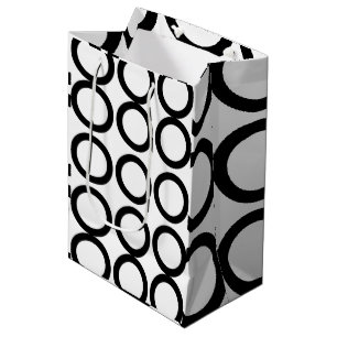 Black and White Circle Geometric Medium Gift Bag