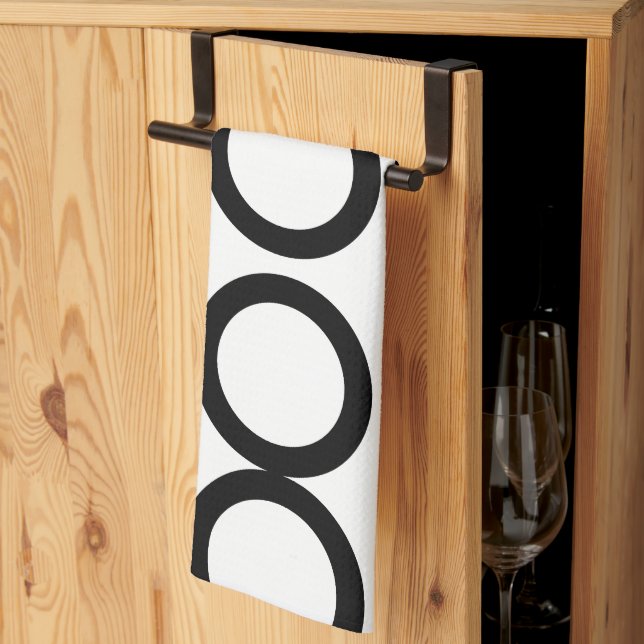 Black and White Circle Geometric  Tea Towel (Thirds Fold)