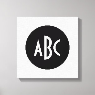 Black and White Circle Monogram Canvas Print