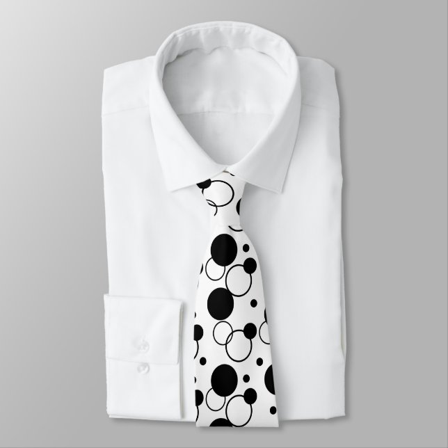 Black and White Circle Tie (Tied)