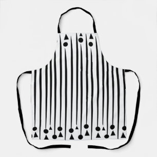 Black and White Circle Triangle Stripe Pattern Apron