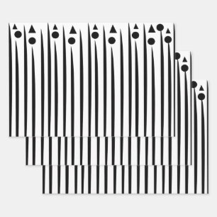 Black and White Circle Triangle Stripe Pattern Wrapping Paper Sheet