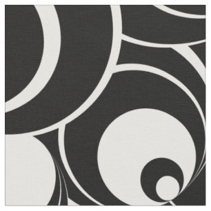 Black and White Circles Abstract Fabric