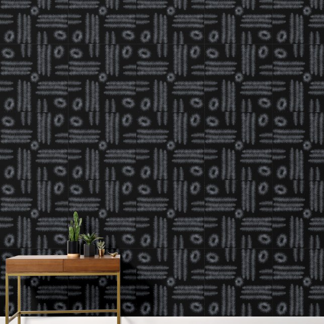 Black and white circles and lines wallpaper (Hallway)