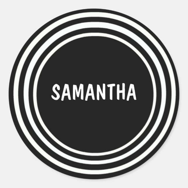 Black and White Circles Classic Round Sticker (Front)