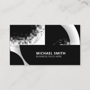 Black and White Circles Dots Business Card