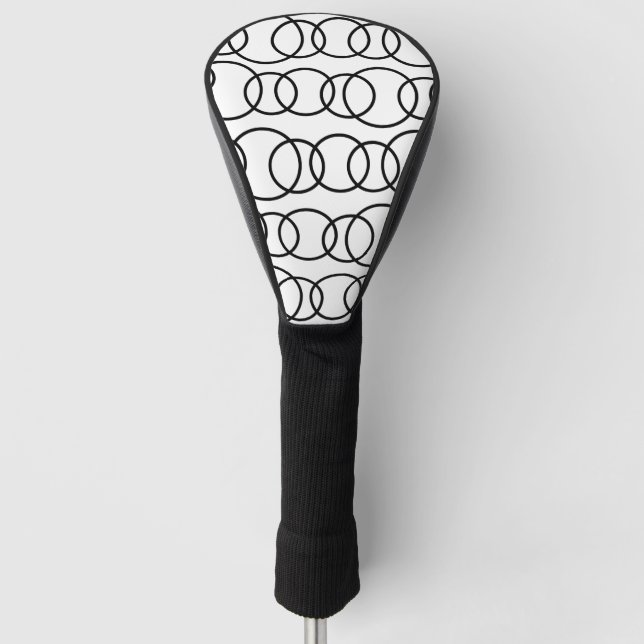 Black and White Circles Pattern Golf Head Cover (Front)