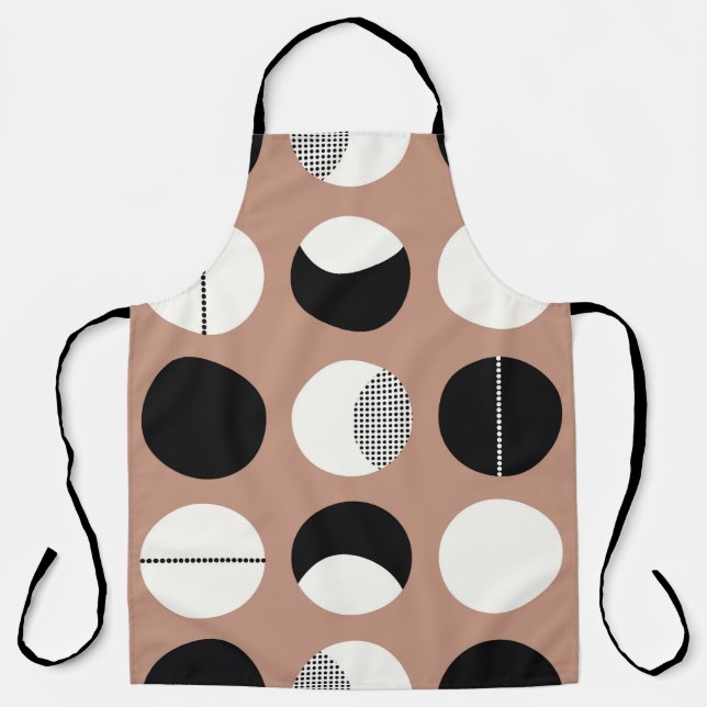 Black and white circles seamless pattern apron (Front)